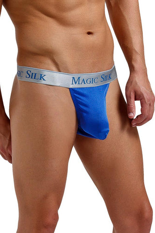 Cobalt Blue Silk Micro Thong in S