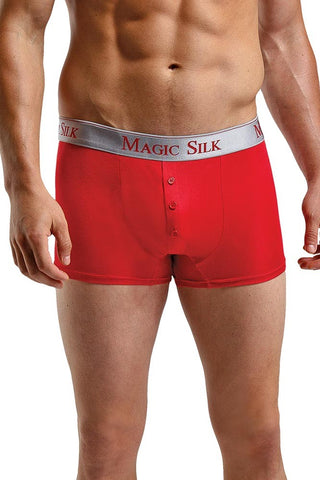 Bright Red Silk Button Pouch Boxers in S