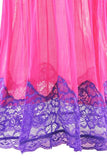 Bright Pink Babydoll with Purple Floral Lace Overlay in S