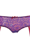 Purple Bra and Panty Set with Pink Lace Overlay in XL