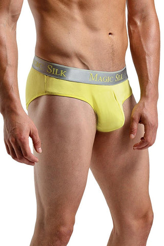 Yellow Silk Lo Rise Bikini Brief in S