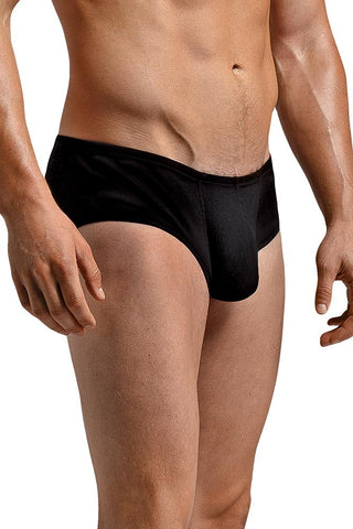 Black Rib Knit Mini Pouch Boxers in S