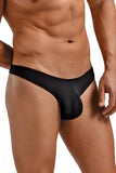 Black Rib Knit Mini Pouch Thong in S