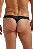 Black Rib Knit Mini Pouch Thong in S