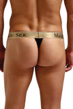 Black Rib Knit Micro Thong in S