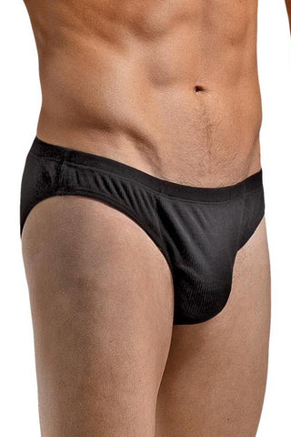 Black Rib Knit Brief in L