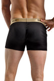 Black Rib Knit Button Pouch Boxers in S