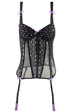 Purple Diamond and Black Sheer Corset in L/XL
