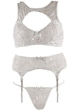 Angelic White Lace Bra, Garter and G-String in L/XL