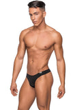 Seamless Black Thong with Sheer Pouch in L/XL