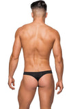 Seamless Black Thong with Sheer Pouch in S/M