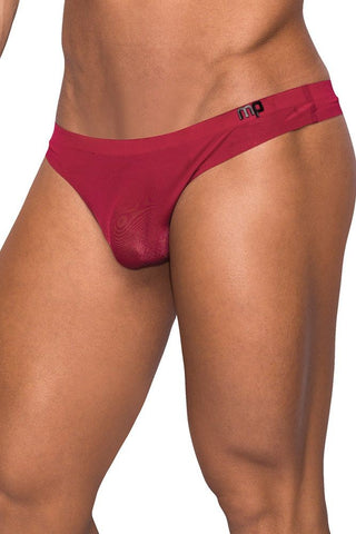 Seamless Red Thong with Sheer Pouch in S/M
