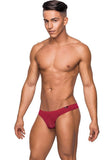 Seamless Red Thong with Sheer Pouch in S/M