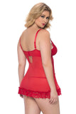 Cardinal Red Lacey Babydoll and G-String in 1X/2X