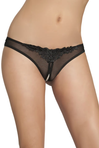 Black Crotchless Pearl Thong in OS