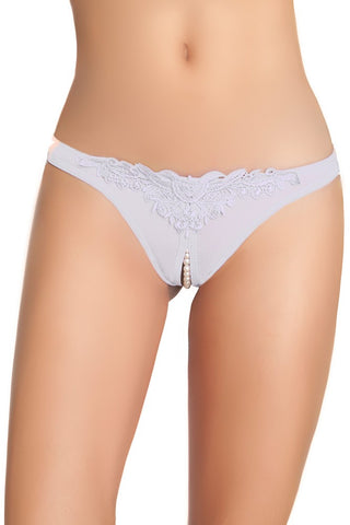 Venise Bridal Crotchless Pearl Thong in OS