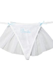 Bridal Thong with Veil and Bluebird Embroidery in S/M