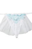 Bridal Thong with Veil and Bluebird Embroidery in S/M