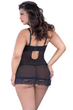 Soft Cup Black Lace Babydoll and G-String in 1X/2X