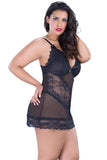 Soft Cup Black Lace Babydoll and G-String in 1X/2X