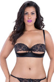 Black Satin and Lace Shelf Bra in 1X