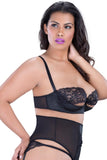 Black Satin and Lace Shelf Bra in 1X