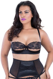 Black Satin and Lace Shelf Bra in 3X