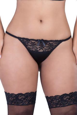 Peek-A-Boo Black Tanga Panty in 1X