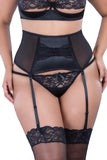 Peek-A-Boo Black Garter Belt in 3X/4X