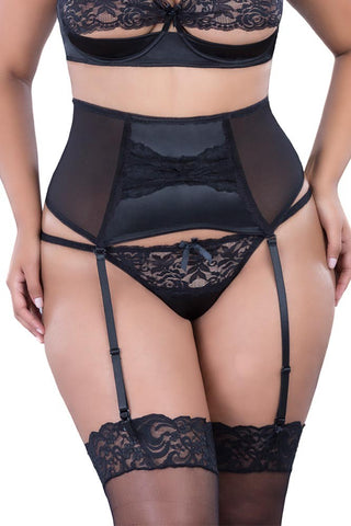 Peek-A-Boo Black Garter Belt in 3X/4X