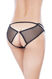 Black Open Back Crotchless Fishnet Panty in OS