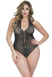 Ebony and Gold Lace Drop-V Teddy in OSXL