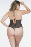 Ebony and Gold Lace Drop-V Teddy in OSXL