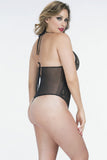 Ebony and Gold Lace Drop-V Teddy in OSXL