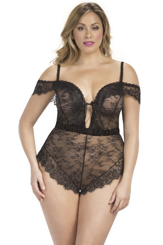 Ebony Eyelash Lace Romper in 3X/4X