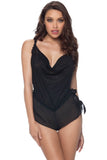 Black Mesh Side Tie Romper in S/M