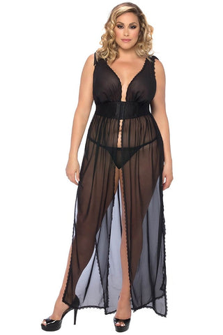 Elegant Black Cowl Back Gown in 1X/2X