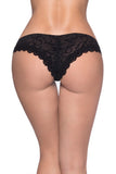 J'Adore Black Velvet Mesh Tanga Panty in 3X/4X