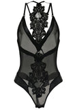 Venise Applique Black Mesh Teddy in S