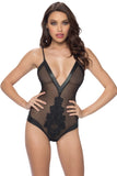 Venise Applique Black Mesh Teddy in L