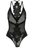 Venise Applique Black Mesh Teddy in XL