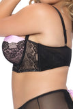 Sweet Pink and Black Lace Patchwork Bra in 1X