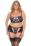 Sweet Pink and Black Lace Patchwork Bra in 2X