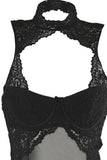 Collared Black Lace and Mesh Babydoll in 2X