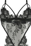 Black Eyelash Lace Apron Babydoll in S/M