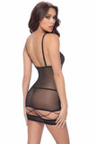 Strappy Black Ultra-Sheer Mesh Babydoll in OS