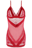 Merlot Lace & Satin Babydoll Set in M