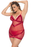 Merlot Lace & Satin Babydoll Set in 4X