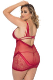 Merlot Lace & Satin Babydoll Set in 4X