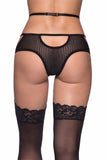 Striped Black Mesh Garter Boyshort in S/M